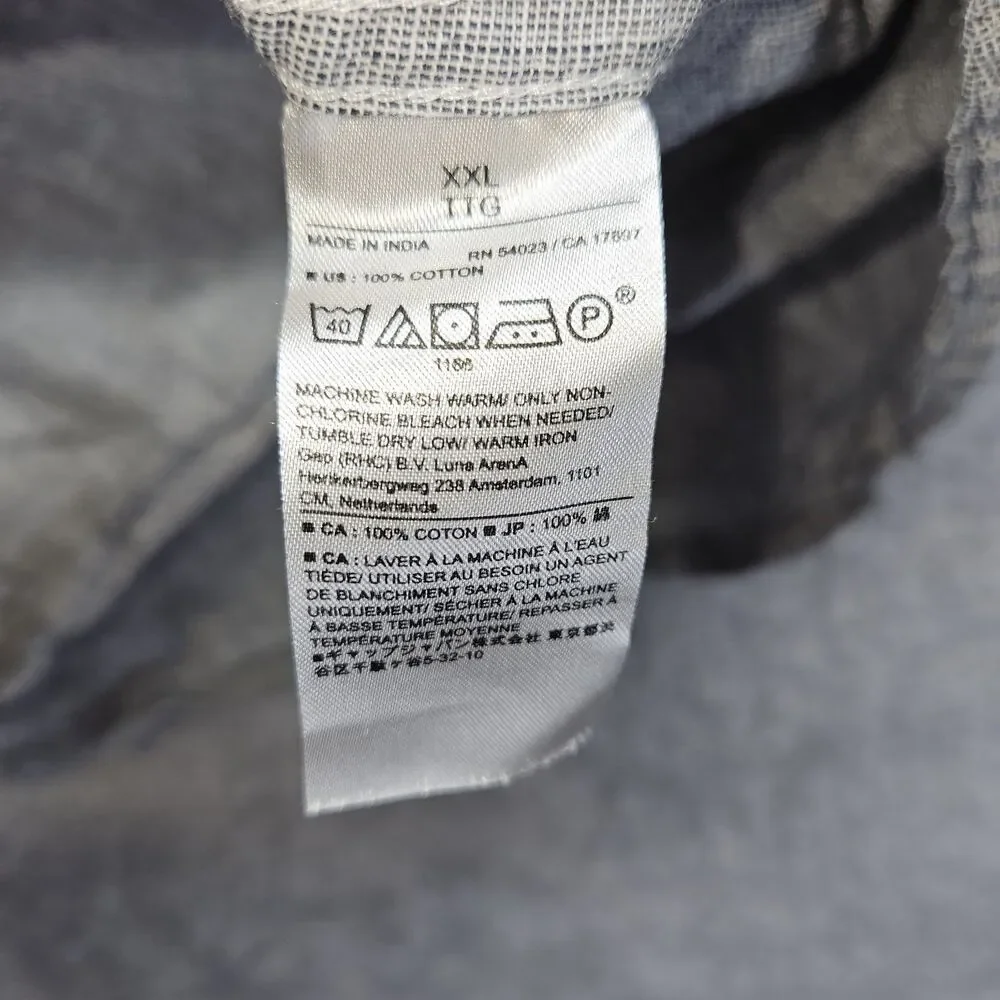 Banana Republic Mens Gray Oxford Shirt Button Down Untucked Fit XXL Preppy